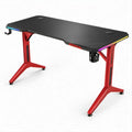 Gamingowe biurko czarno-czerwone z podświetleniem LED RGB, 140 x 60 x 75 cm