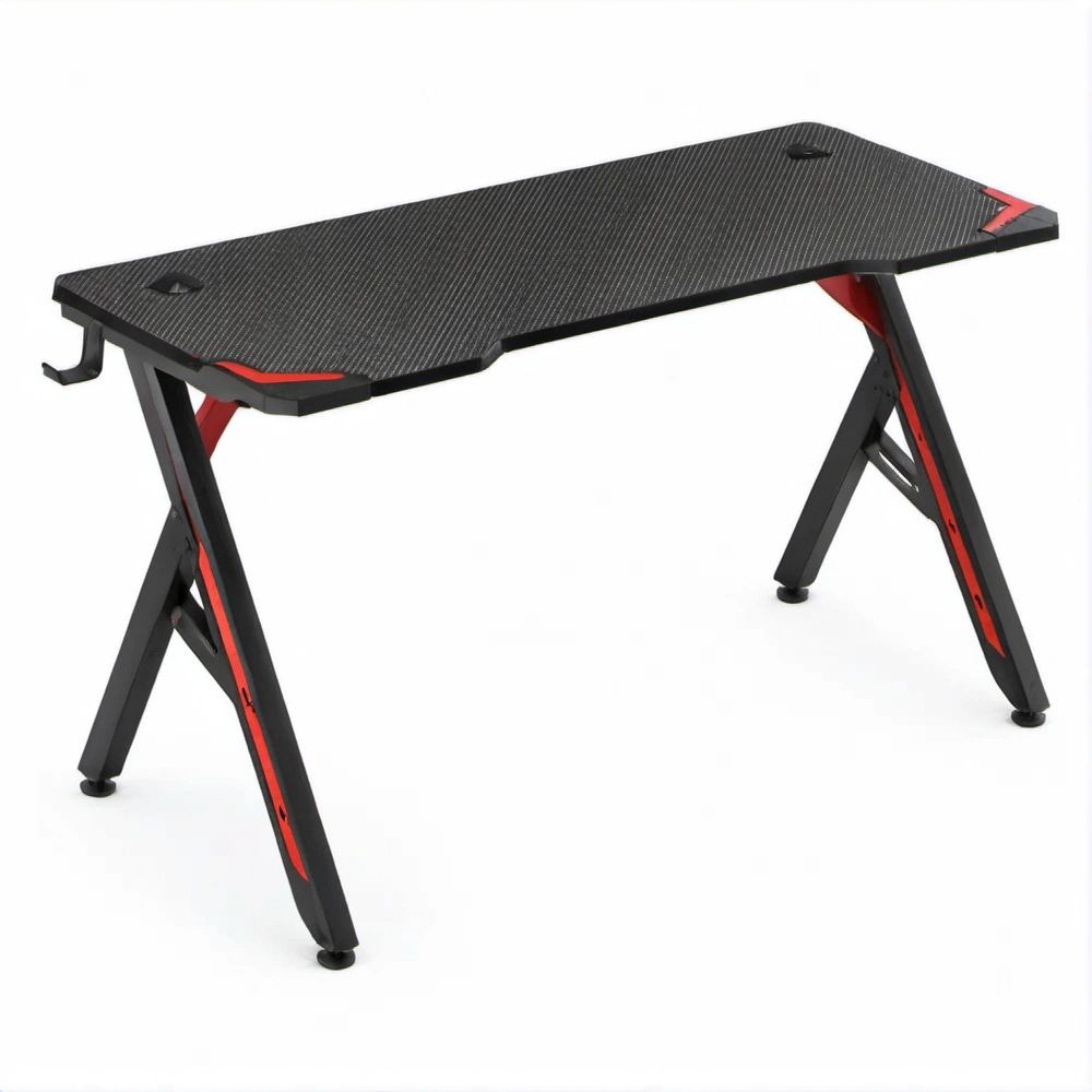 Biurko gamingowe czarno-czerwone z blatem MDF 120 x 60 x 75 cm