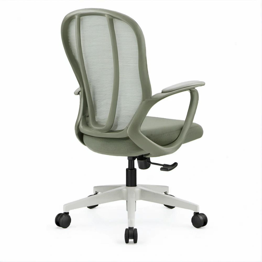 Ergonomiczne krzesło biurowe obrotowe z siatkowym oparciem, szałwiowo-zielone/jasnoszare/czarne, 64 x 64 x 112–122 cm