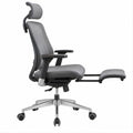 Ergonomiczny fotel obrotowy z podnóżkiem, szary/czarny, 66 × 66 × 118–128 cm