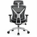 Ergonomiczne krzesło biurowe obrotowe z regulowanym zagłówkiem, czarno-szare, 65 x 65 x 118–128 cm