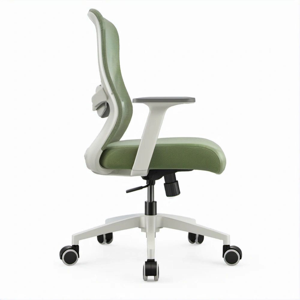 Ergonomiczne krzesło obrotowe zielono-białe z wysokim oparciem siatkowym 62 x 62 x 116–126 cm