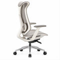 Ergonomiczny obrotowy fotel biurowy z wysokim oparciem, szaro-biały, 68 x 68 x 118–128 cm