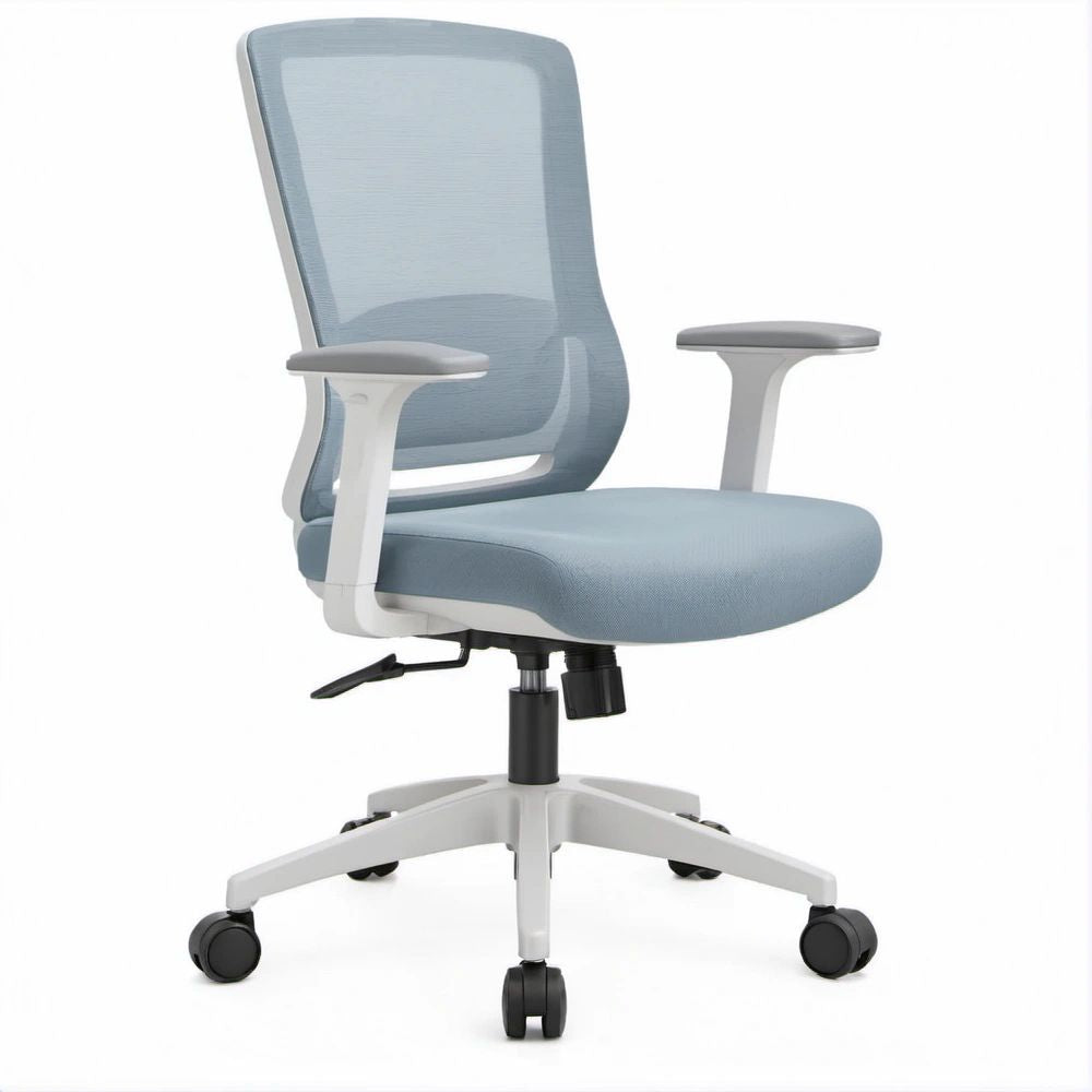 Ergonomiczne krzesło biurowe obrotowe z siatkowym oparciem jasnoniebieskie 64 x 64 x 96–106 cm